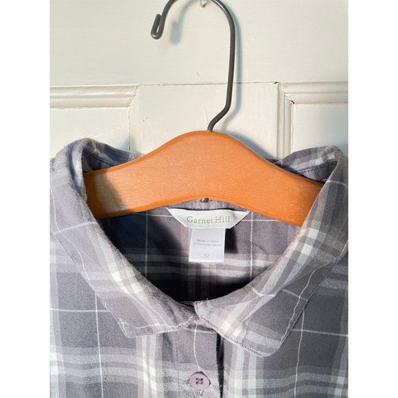 Garnet Hill Long-Sleeve Flannel Shirtdress 100% Organic Pima Cotton - Picture 4 of 10